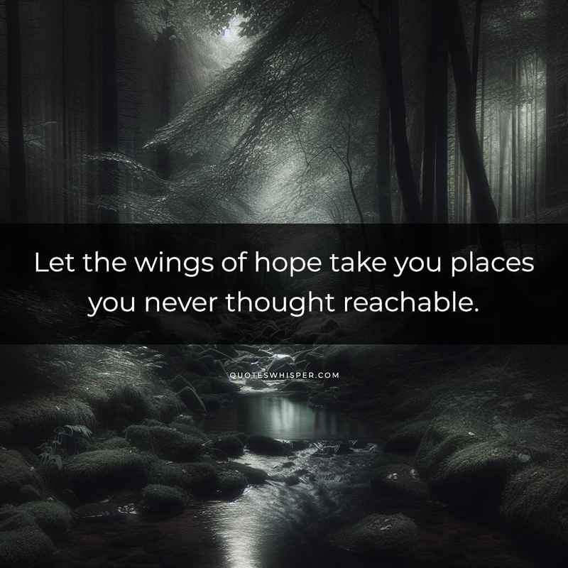 Let the wings of hope take you places you never thought reachable.