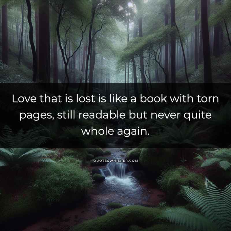 Love that is lost is like a book with torn pages, still readable but never quite whole again.