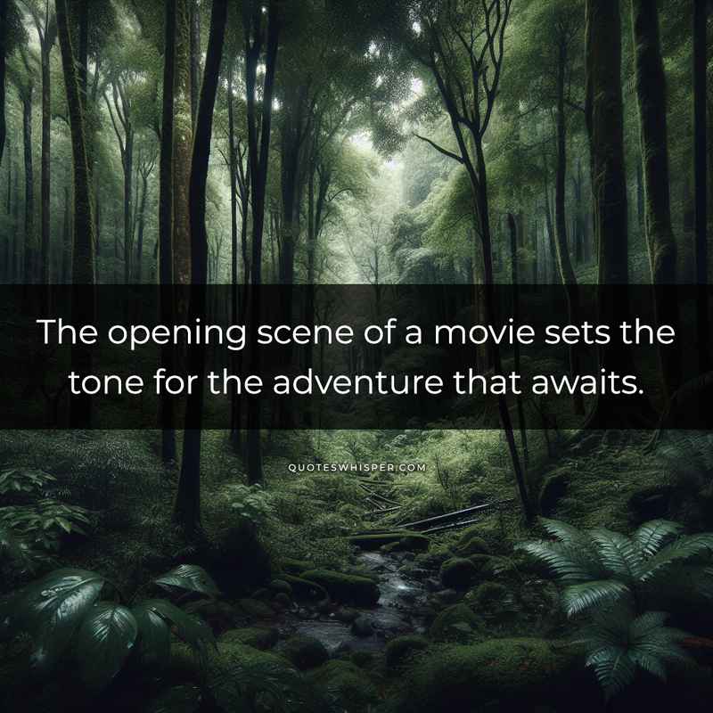The opening scene of a movie sets the tone for the adventure that awaits.