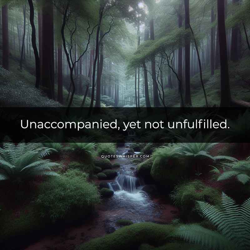 Unaccompanied, yet not unfulfilled.