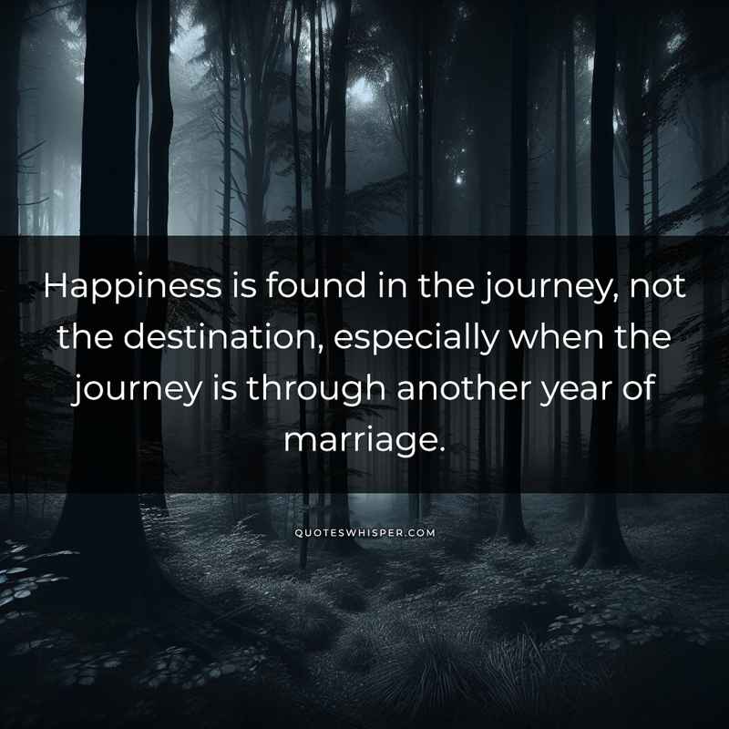 Happiness is found in the journey, not the destination, especially when the journey is through another year of marriage.