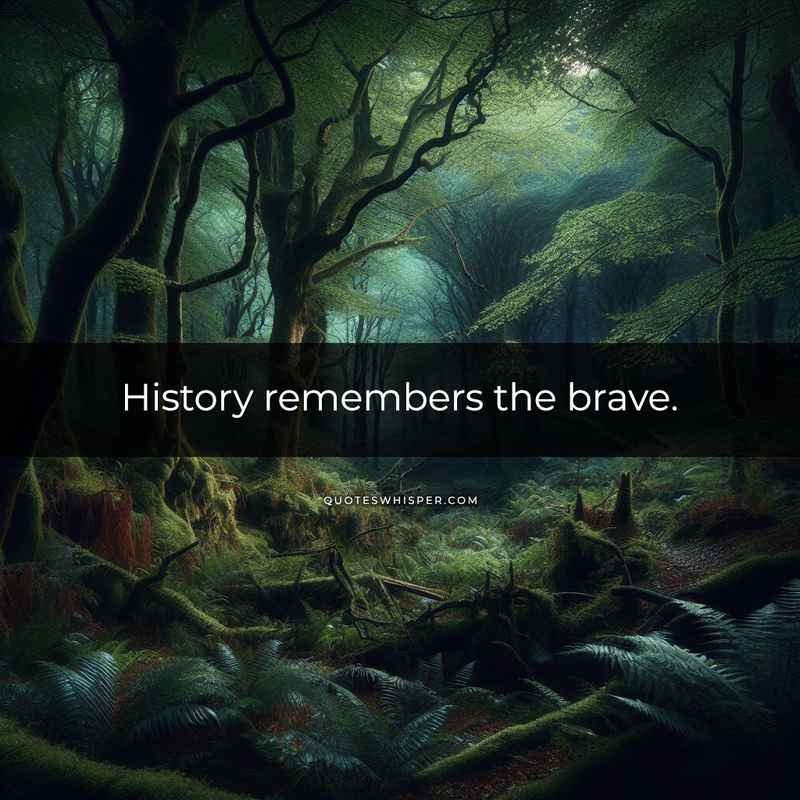 History remembers the brave.