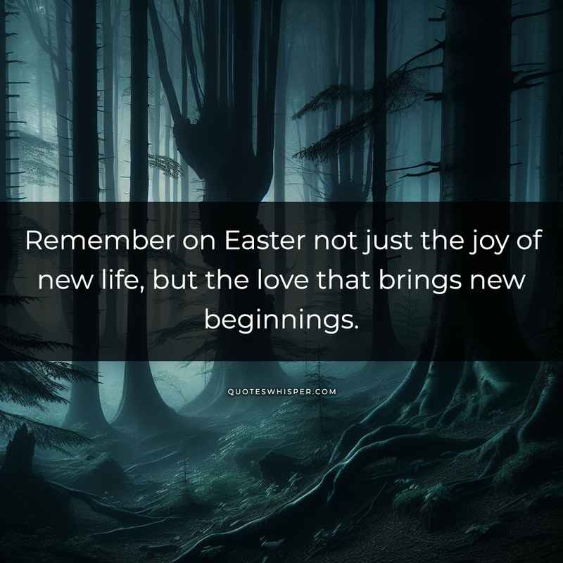 Remember on Easter not just the joy of new life, but the love that brings new beginnings.