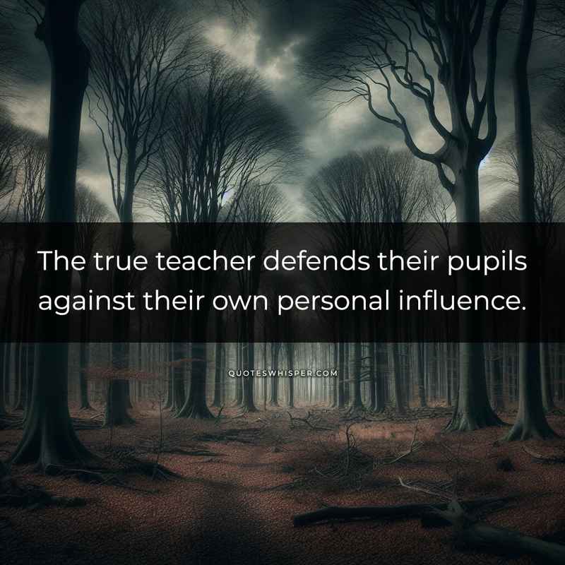 The true teacher defends their pupils against their own personal influence.