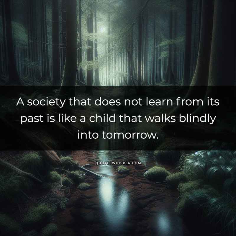 A society that does not learn from its past is like a child that walks blindly into tomorrow.