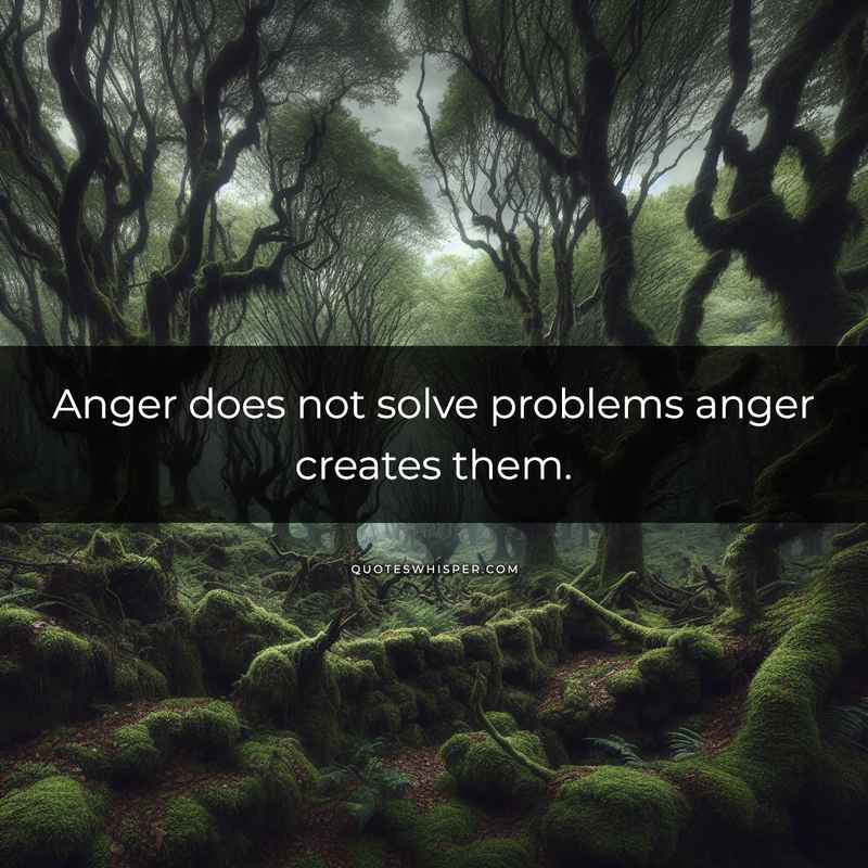 Anger does not solve problems anger creates them.