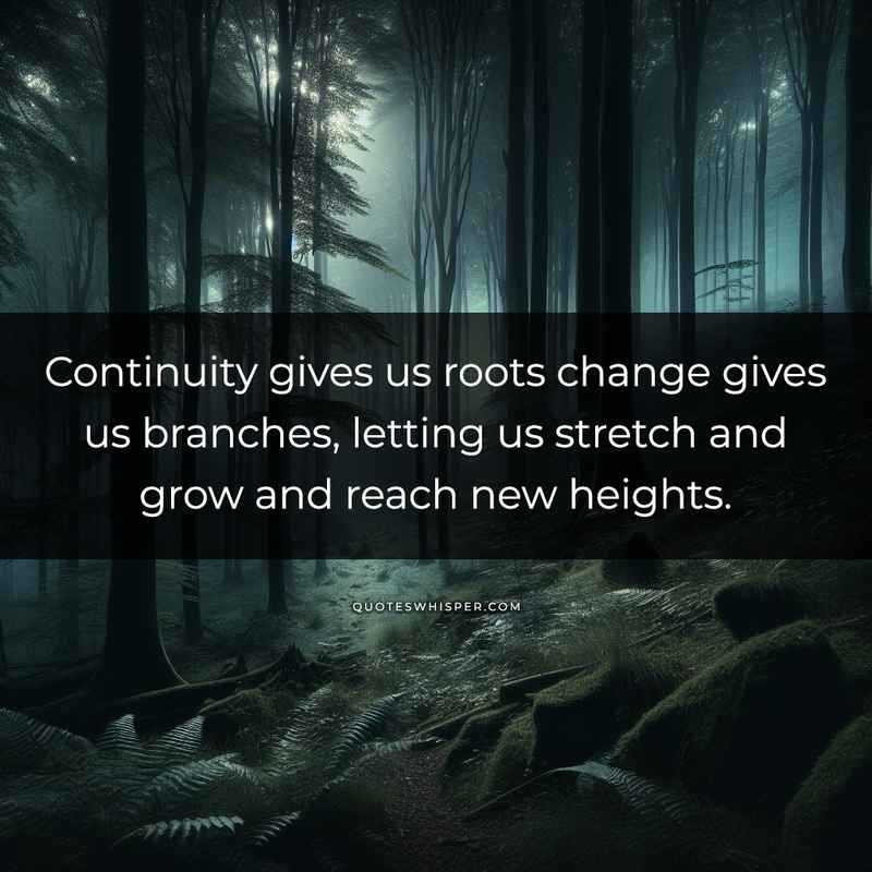 Continuity gives us roots change gives us branches, letting us stretch and grow and reach new heights.