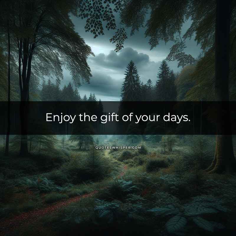 Enjoy the gift of your days.