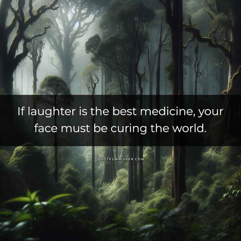 If laughter is the best medicine, your face must be curing the world.