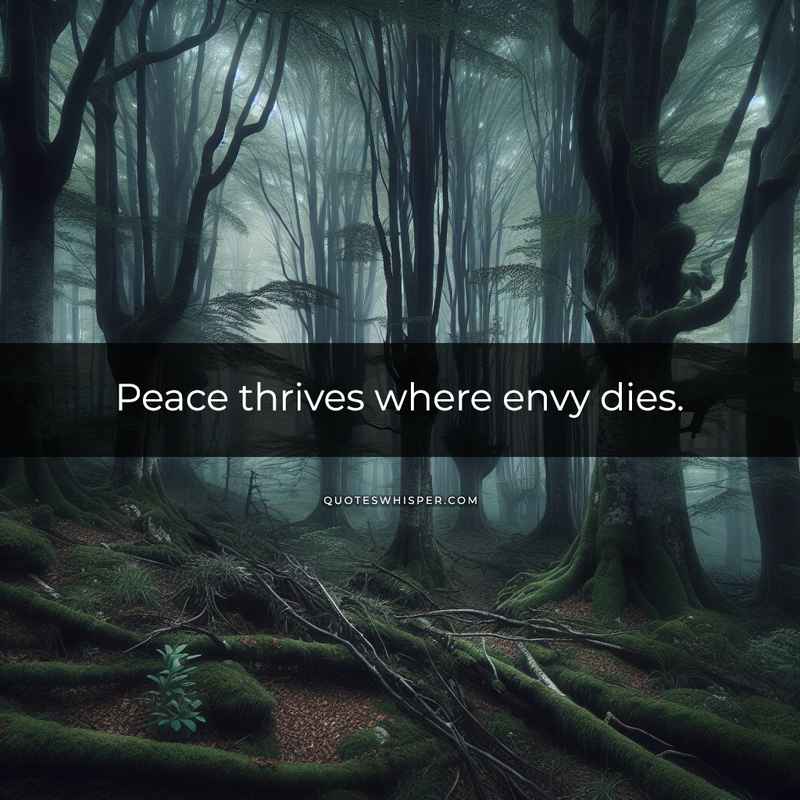 Peace thrives where envy dies.