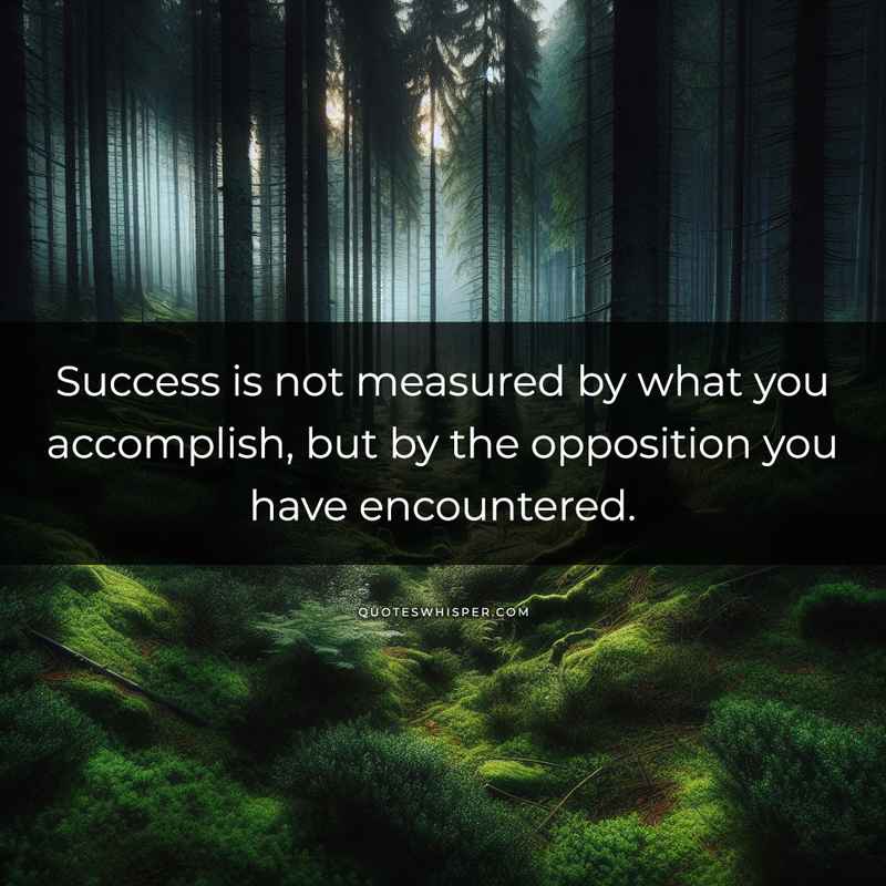 Success is not measured by what you accomplish, but by the opposition you have encountered.