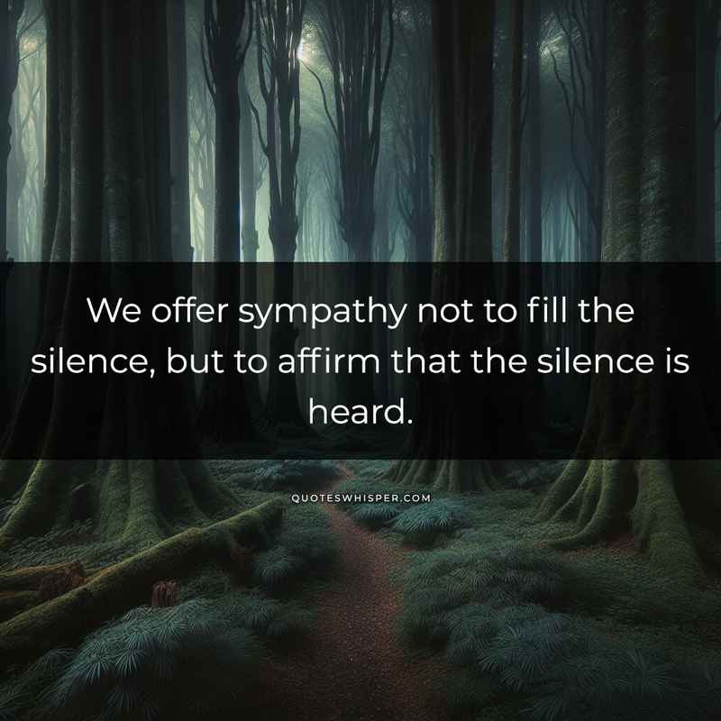 We offer sympathy not to fill the silence, but to affirm that the silence is heard.