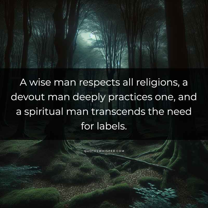 A wise man respects all religions, a devout man deeply practices one, and a spiritual man transcends the need for labels.