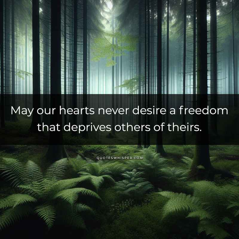 May our hearts never desire a freedom that deprives others of theirs.