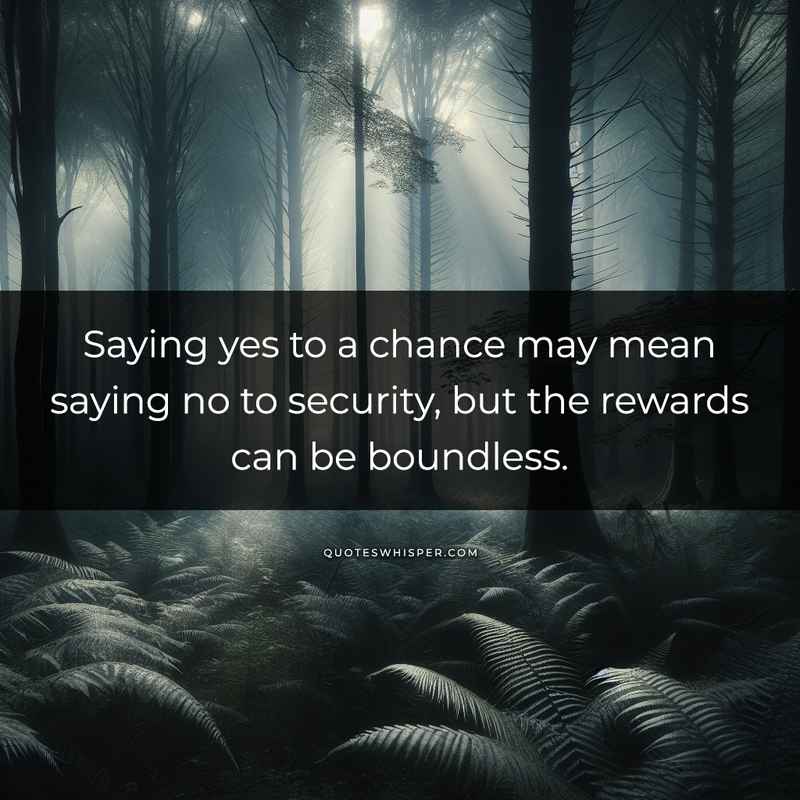 Saying yes to a chance may mean saying no to security, but the rewards can be boundless.