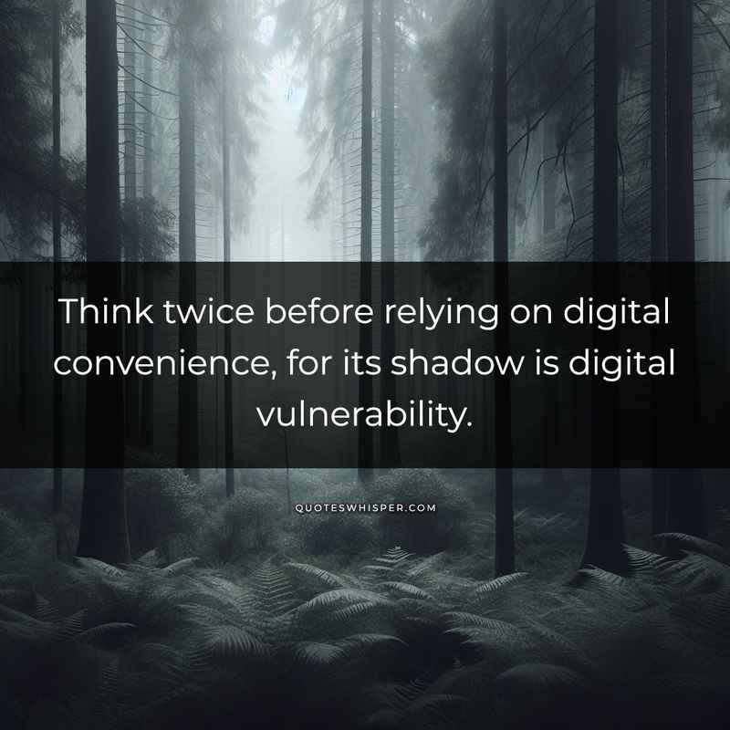 Think twice before relying on digital convenience, for its shadow is digital vulnerability.