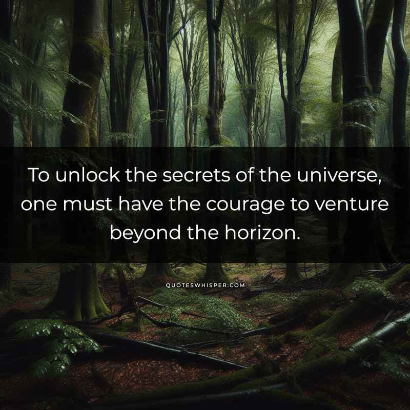 To unlock the secrets of the universe, one must have the courage to venture beyond the horizon.