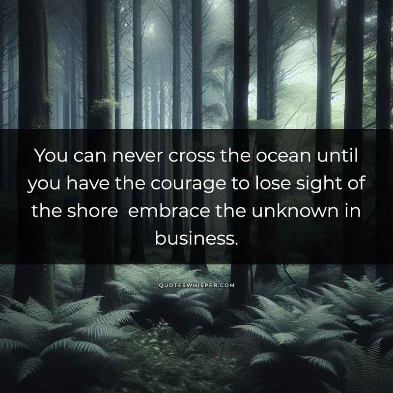 You can never cross the ocean until you have the courage to lose sight of the shore embrace the unknown in business.