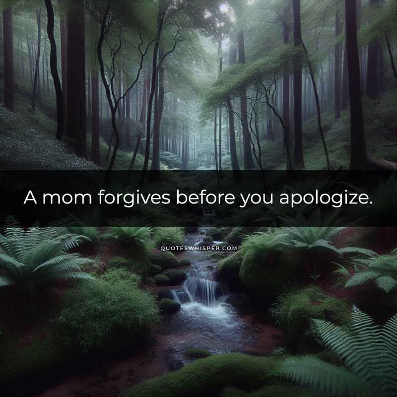 A mom forgives before you apologize.