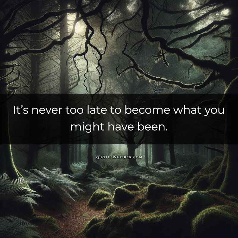 It’s never too late to become what you might have been.