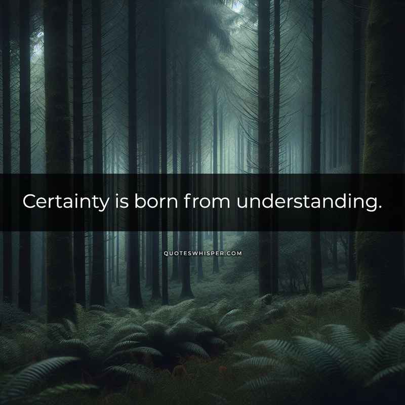 Certainty is born from understanding.