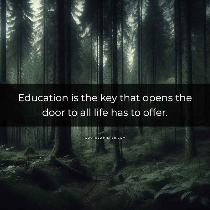 Education is the key that opens the door to all life has to offer.