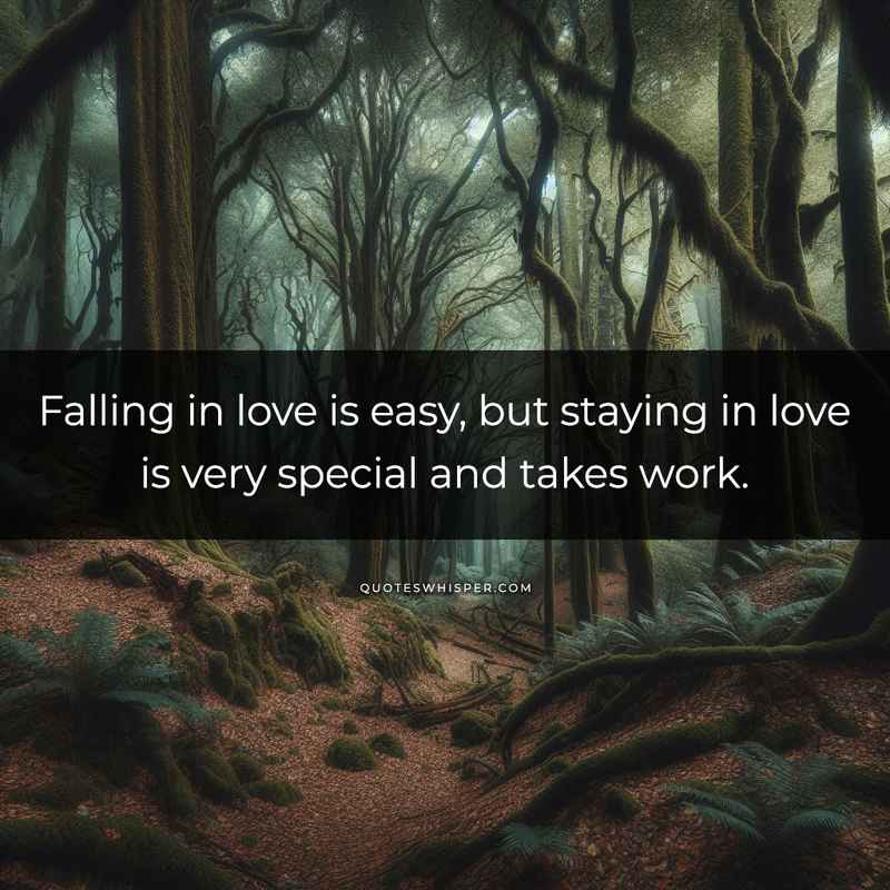 Falling in love is easy, but staying in love is very special and takes work.
