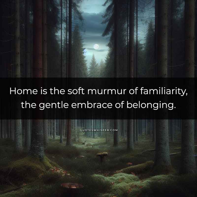 Home is the soft murmur of familiarity, the gentle embrace of belonging.