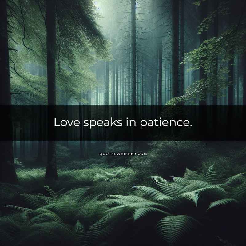 Love speaks in patience.