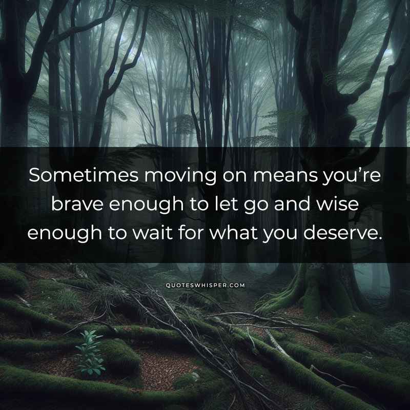 Sometimes moving on means you’re brave enough to let go and wise enough to wait for what you deserve.
