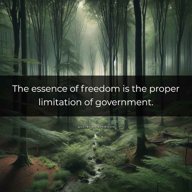 The essence of freedom is the proper limitation of government.