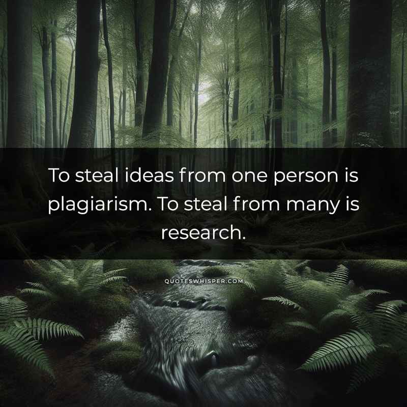 To steal ideas from one person is plagiarism. To steal from many is research.