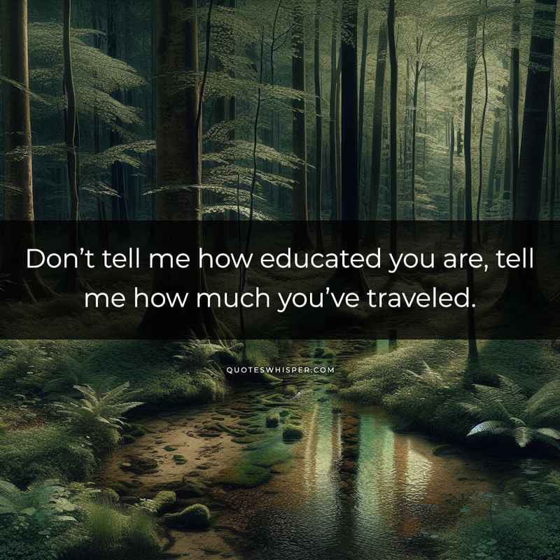 Don’t tell me how educated you are, tell me how much you’ve traveled.