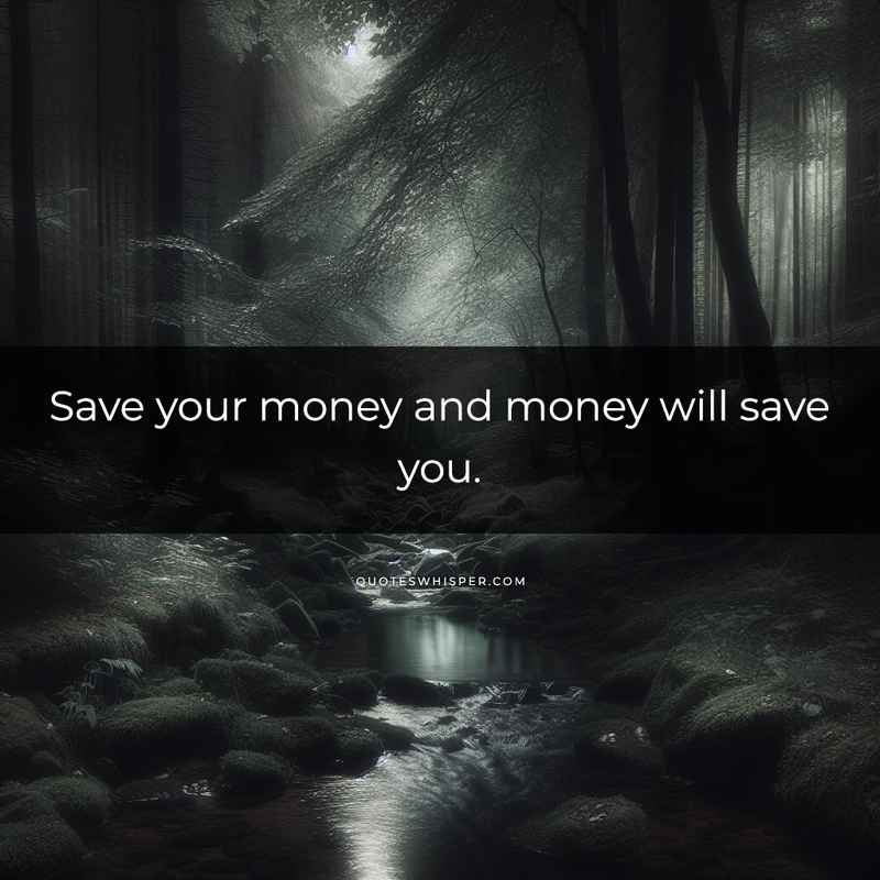 Save your money and money will save you.