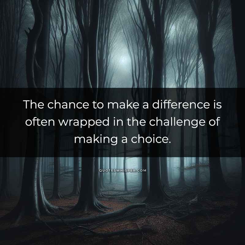 The chance to make a difference is often wrapped in the challenge of making a choice.