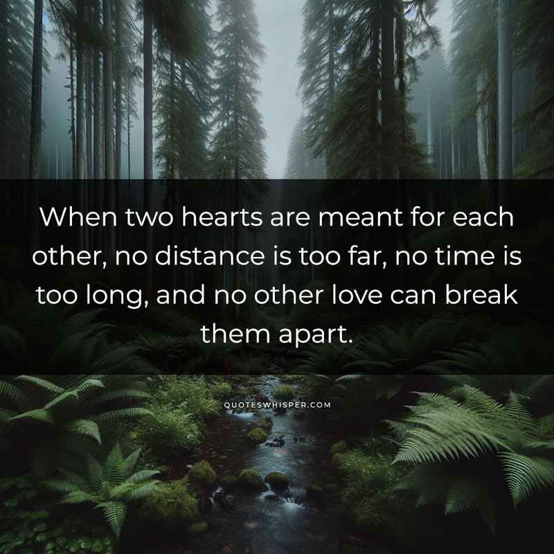 When two hearts are meant for each other, no distance is too far, no time is too long, and no other love can break them apart.