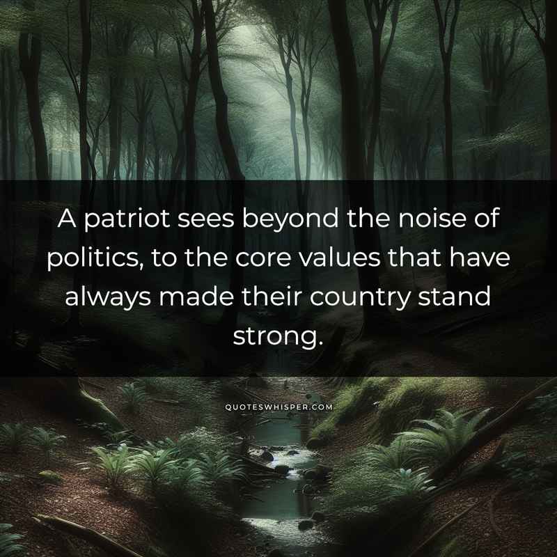 A patriot sees beyond the noise of politics, to the core values that have always made their country stand strong.
