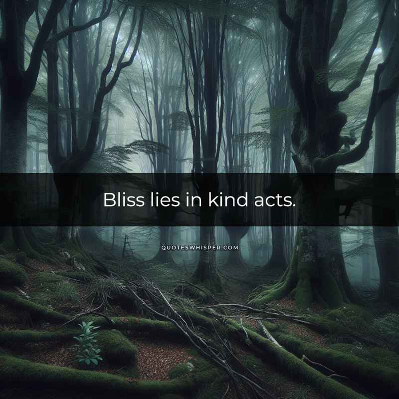Bliss lies in kind acts.