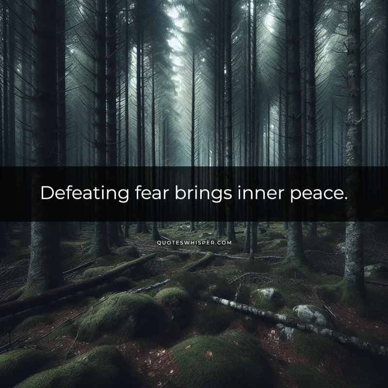 Defeating fear brings inner peace.