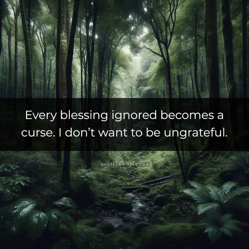 Every blessing ignored becomes a curse. I don’t want to be ungrateful.