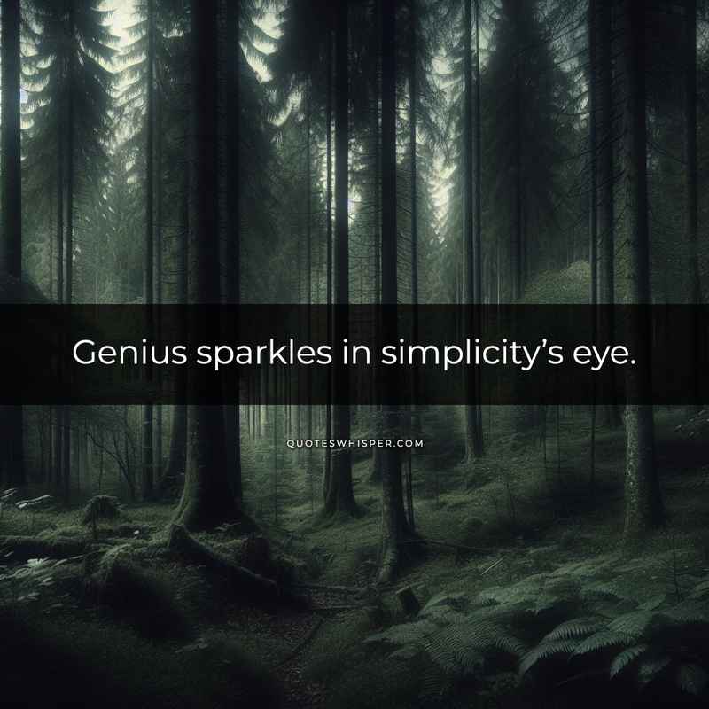 Genius sparkles in simplicity’s eye.