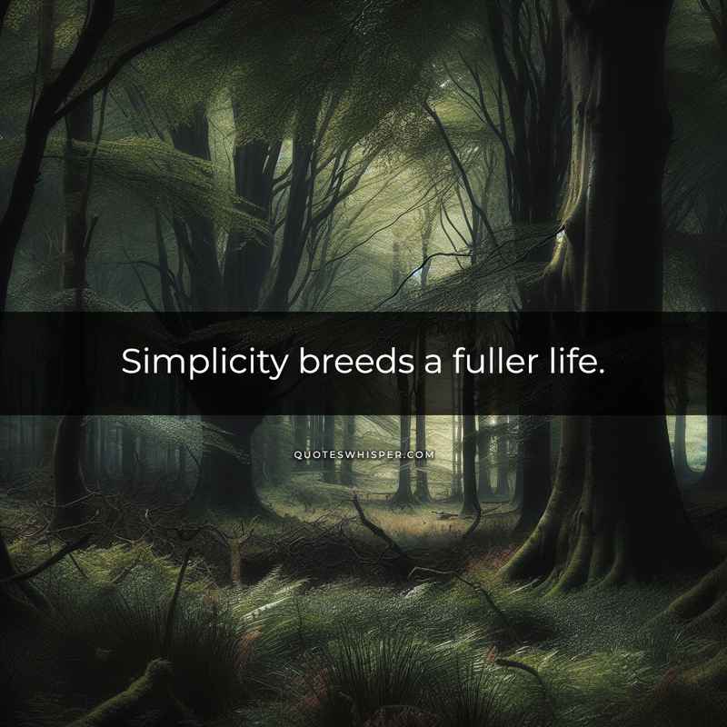 Simplicity breeds a fuller life.