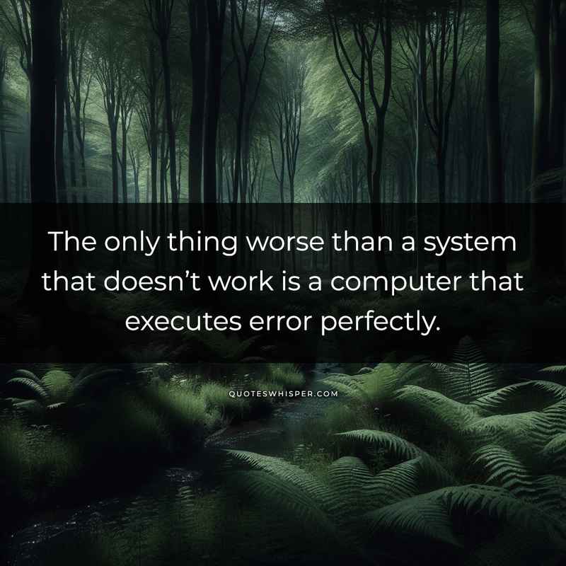 The only thing worse than a system that doesn’t work is a computer that executes error perfectly.