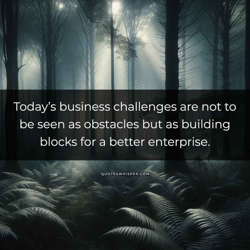 Today’s business challenges are not to be seen as obstacles but as building blocks for a better enterprise.