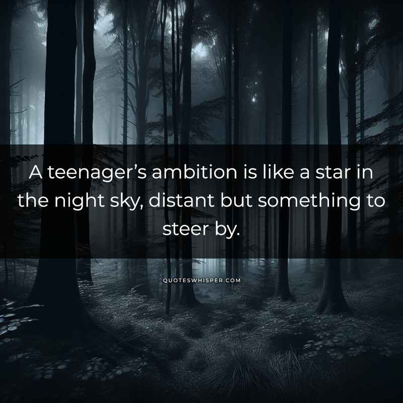 A teenager’s ambition is like a star in the night sky, distant but something to steer by.