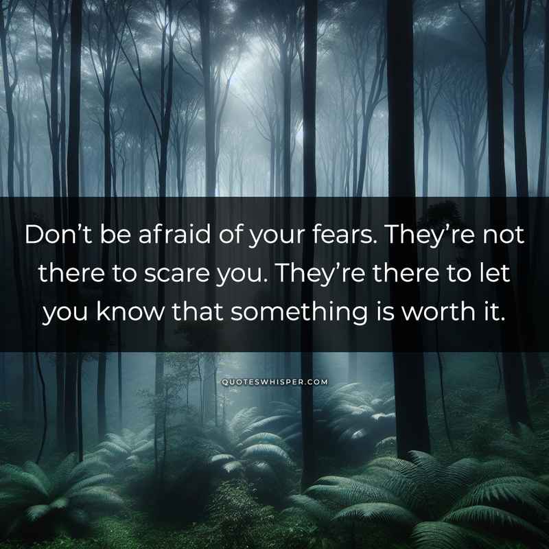 Don’t be afraid of your fears. They’re not there to scare you. They’re there to let you know that something is worth it.