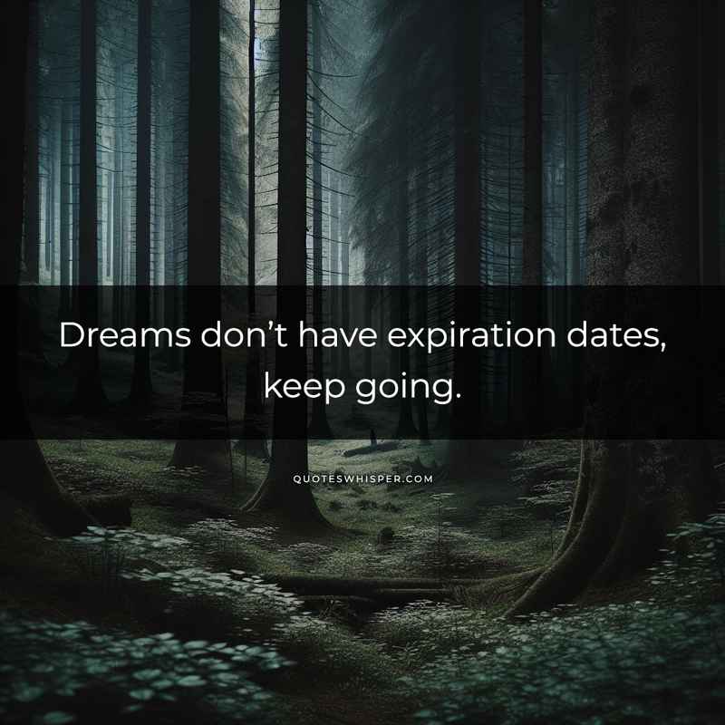 Dreams don’t have expiration dates, keep going.