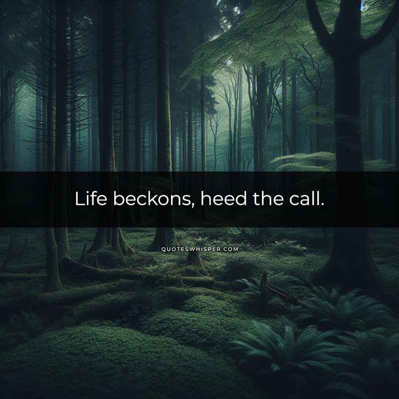 Life beckons, heed the call.