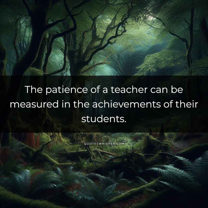 The patience of a teacher can be measured in the achievements of their students.