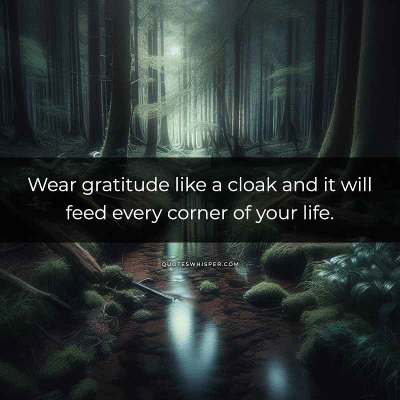 Wear gratitude like a cloak and it will feed every corner of your life.